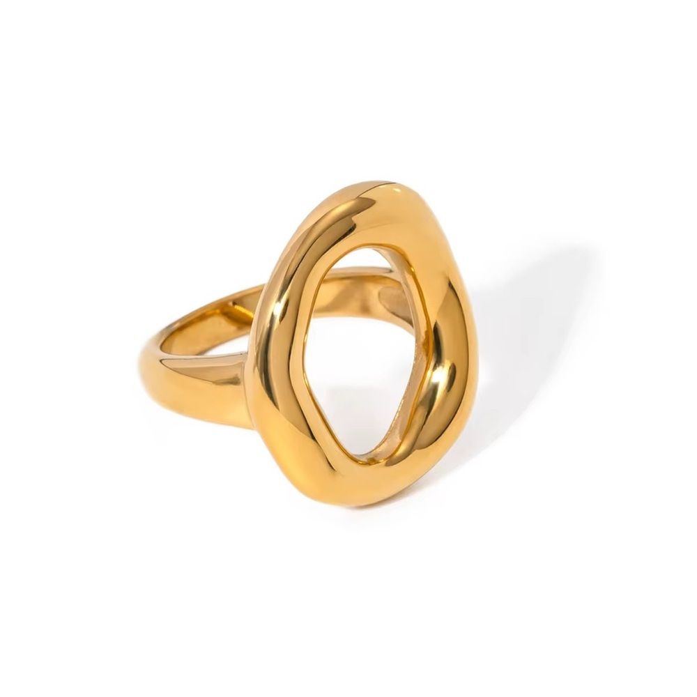 SIZE 8 | 18K Gold Plated Irregular Chunky Oval Hollow Ring